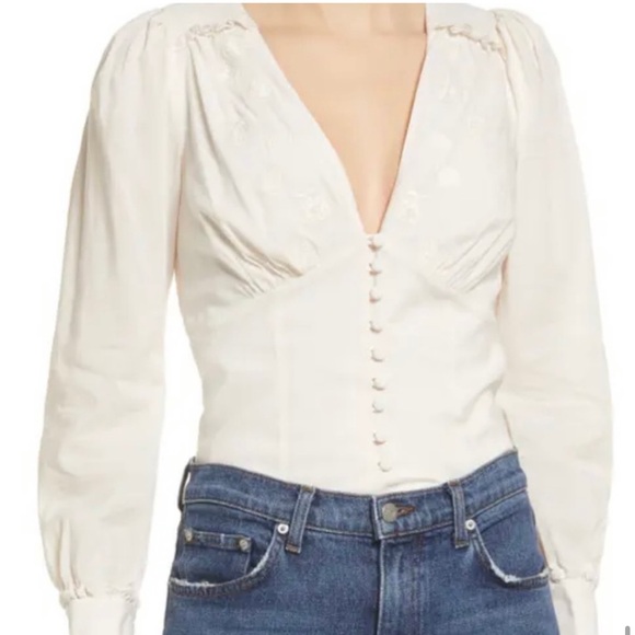 REFORMATION Lawrence Organic Cotton Blouse size 8 - Picture 8 of 14